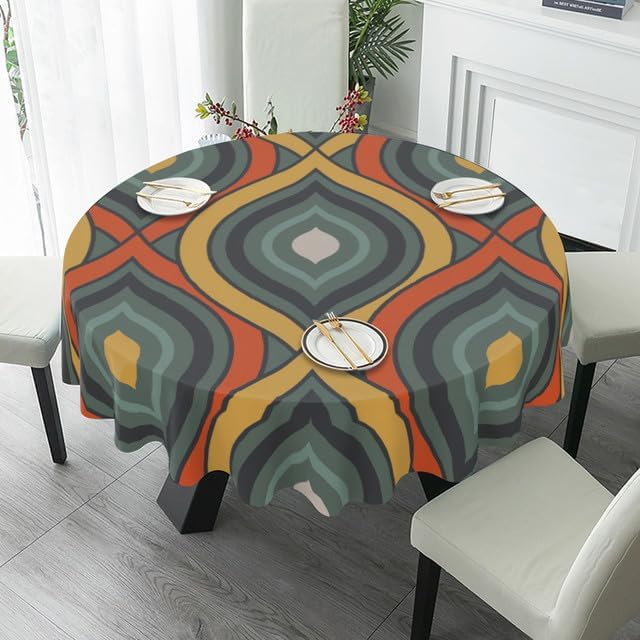 Mantel redondo moderno de moda, lavable, resistente a las arrugas, para el hogar, cocina, comedor, picnic, campamento, fiesta, vacaciones, 60
