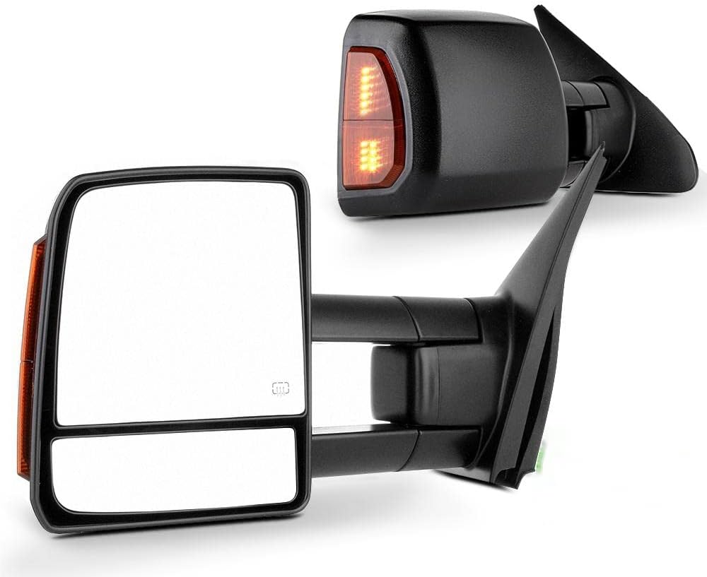 SCITOO Espejos de remolque aptos para Toyota 2007-2017 para Tundra 2008-2017 para Toyota para Sequoia con control de potencia, señal de giro