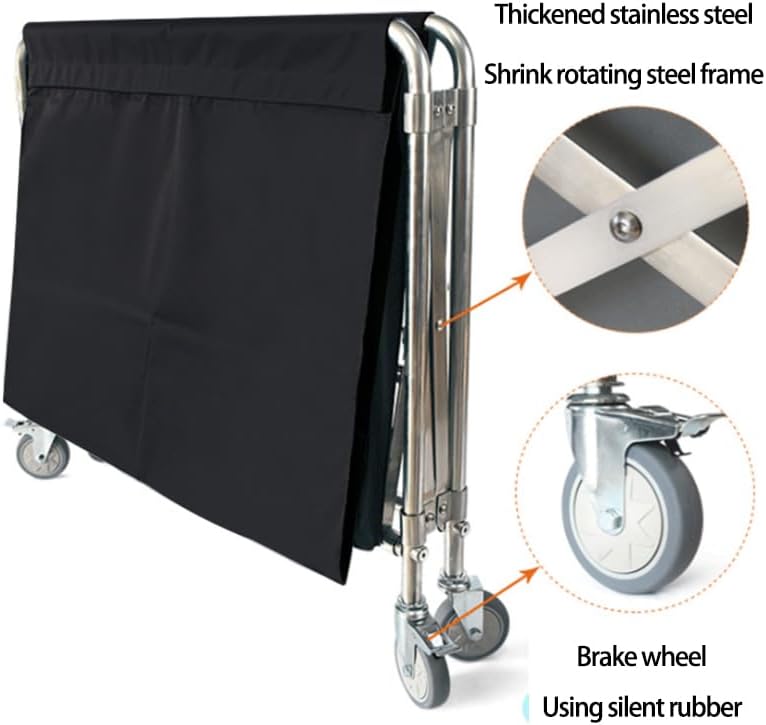 XIJIXILI Carrito de lavandería con rueda, industrial de 12 bushel (400 litros), plegable comercial, cesta grande y resistente, cesta de lavandería