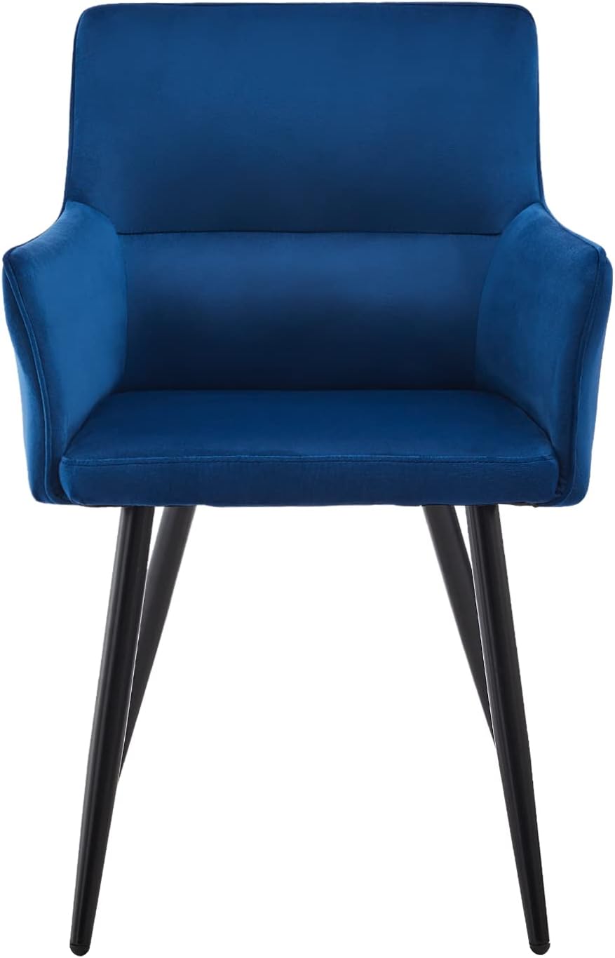 TUKAILAi Juego de 4 sillas de comedor de ocio, asiento tapizado de terciopelo con reposabrazos, respaldo y patas de metal, cómoda silla de salón