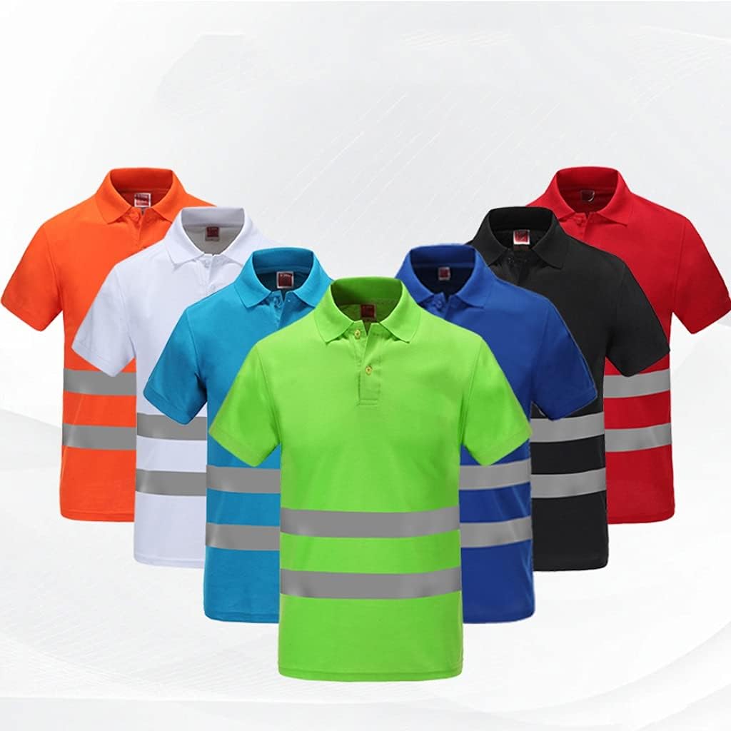 ZANZAN Polo de seguridad de alta visibilidad, camisa de trabajo de construcción con tiras reflectantes para mujeres y hombres, ropa de trabajo