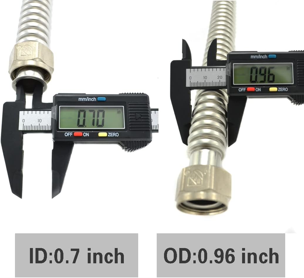Conector de calentador de agua corrugado de acero inoxidable flexible para calentador de agua, suavizador de agua, 34 pulgadas FIP x 34 pulgadas