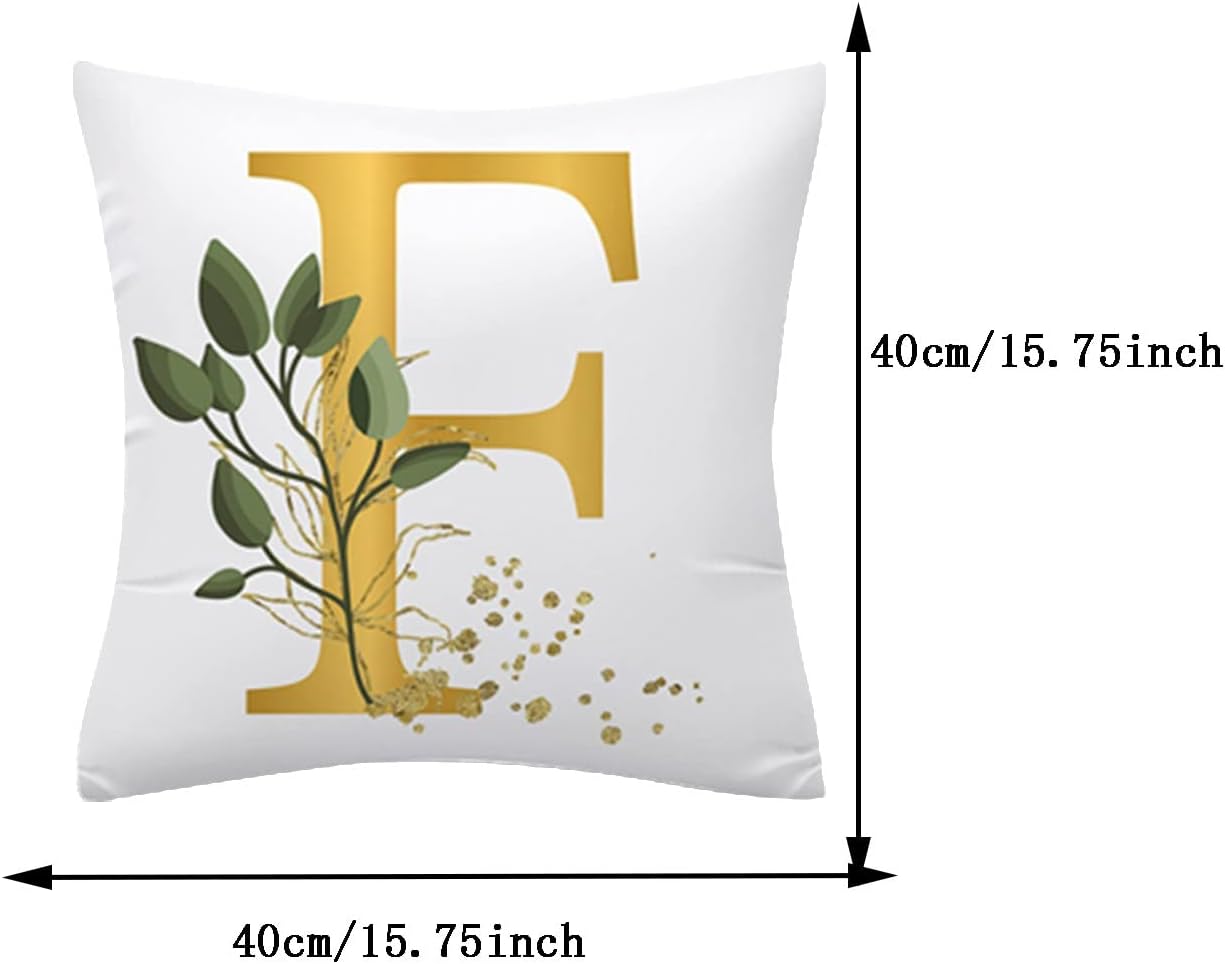 Fundas de almohada con monograma del alfabeto, fundas de almohada decorativas de la A a la Z, funda de cojín con diseño de flores del alfabeto para