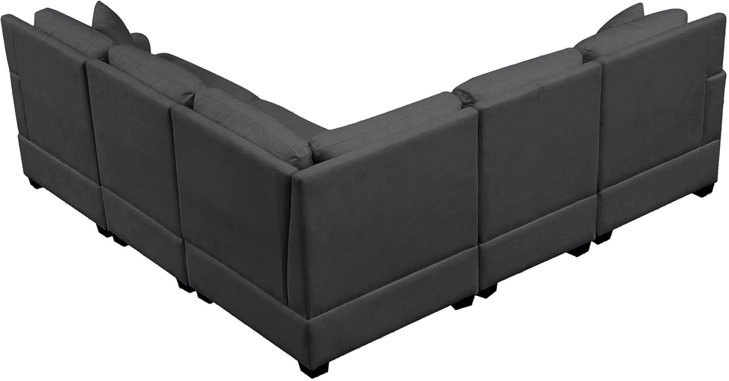 kevinplus Sofá modular modular de 88 pulgadas en forma de L para sala de estar, sofá esquinero moderno de 5 asientos con 2 cojines para apartamento,