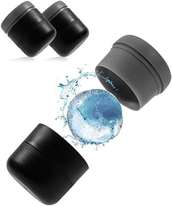 Moldes de bolas de hielo, bandeja redonda para cubitos de hielo de whisky bourbon grande para cócteles de whisky (paquete de 3), color negro