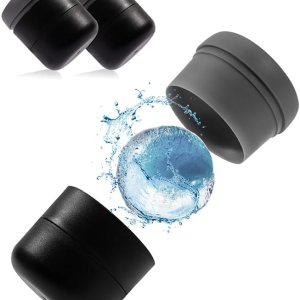 Moldes de bolas de hielo, bandeja redonda para cubitos de hielo de whisky bourbon grande para cócteles de whisky (paquete de 3), color negro Moldes de bolas de hielo, bandeja redonda para cubitos de hielo de whisky bourbon grande para cócteles de whisky (paquete de 3), color negro