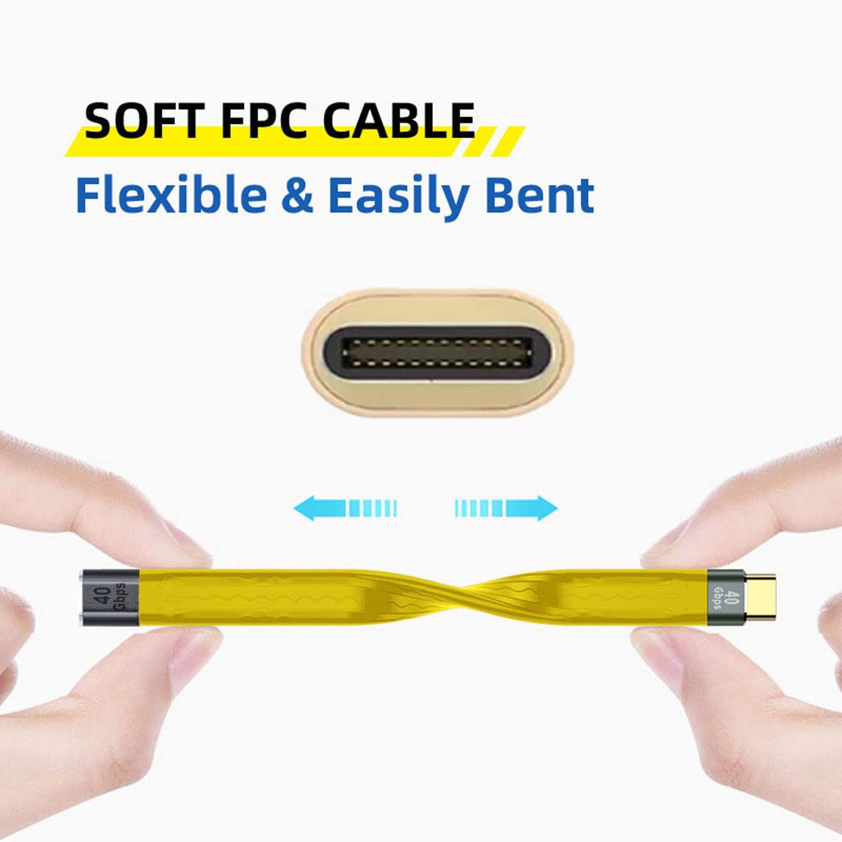 CY Cable USB4 macho a hembra Cable de extensión 5.1 in USB4.0 delgado plano macho toF 40Gbps con carga de 100 W y 8K 60Hz