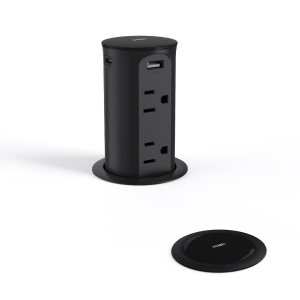 Toma de corriente desplegable para encimera con USB C, ojal de alimentación de escritorio de orificio de 2.5 pulgadas, 4 salidas, 4 puertos USB, Toma de corriente desplegable para encimera con USB C, ojal de alimentación de escritorio de orificio de 2.5 pulgadas, 4 salidas, 4 puertos USB,