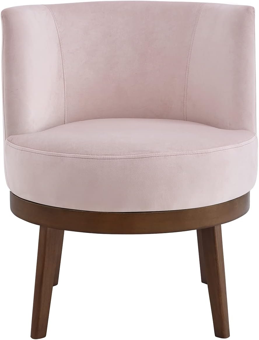 24KF Silla moderna giratoria de 360 grados, cómoda silla redonda de terciopelo para sala de estar, sillón esquinero para guardería, 7018S-rosa