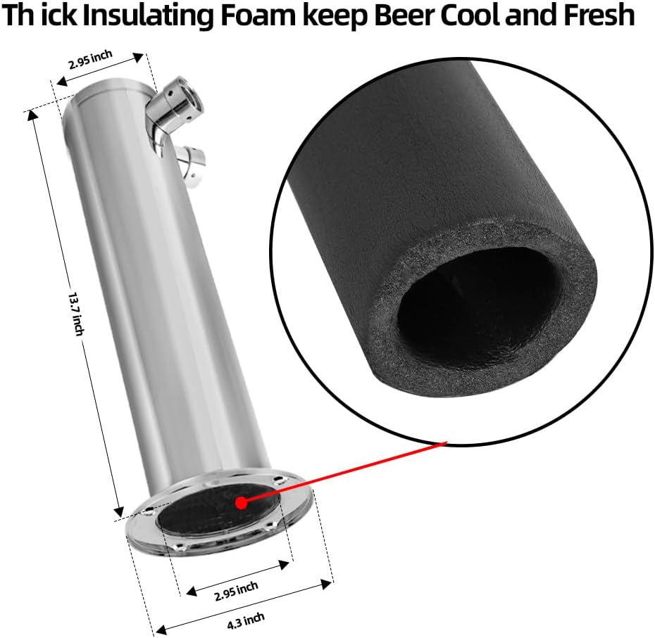 TMCRAFT Dispensador de torre de cerveza de barril de doble grifo, kit dispensador de torre de cerveza de acero inoxidable pulido con tubo premontado