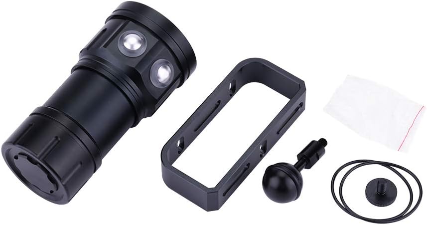 Linterna de buceo, luz de buceo, 180W 18000 lúmenes IPX8 Equipo de buceo impermeable, 984.3 ft a 1,640.4 ft de luz de buceo con 3 luces y 7 modos,