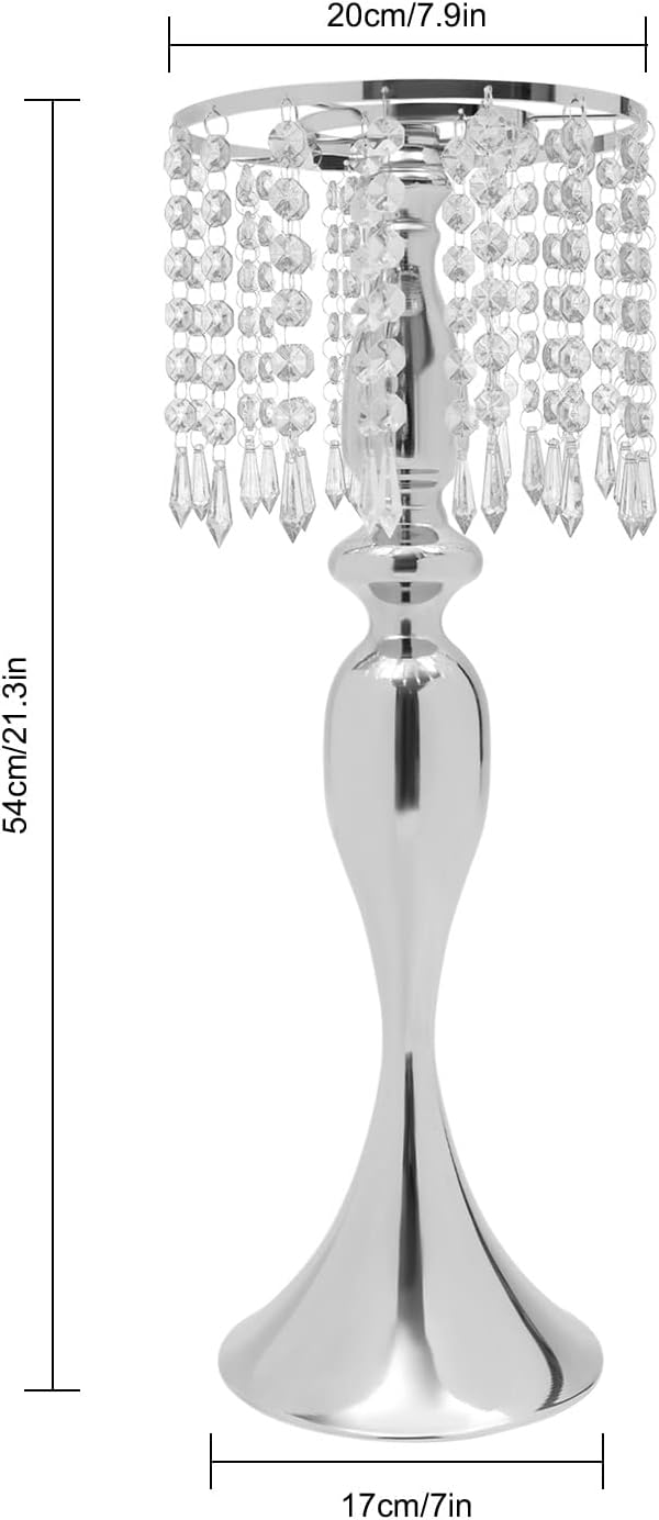 Soporte de flores de cristal plateado, centros de mesa de boda para mesas, 10 piezas de plomo de carretera, jarrón de metal para mesas de recepción,