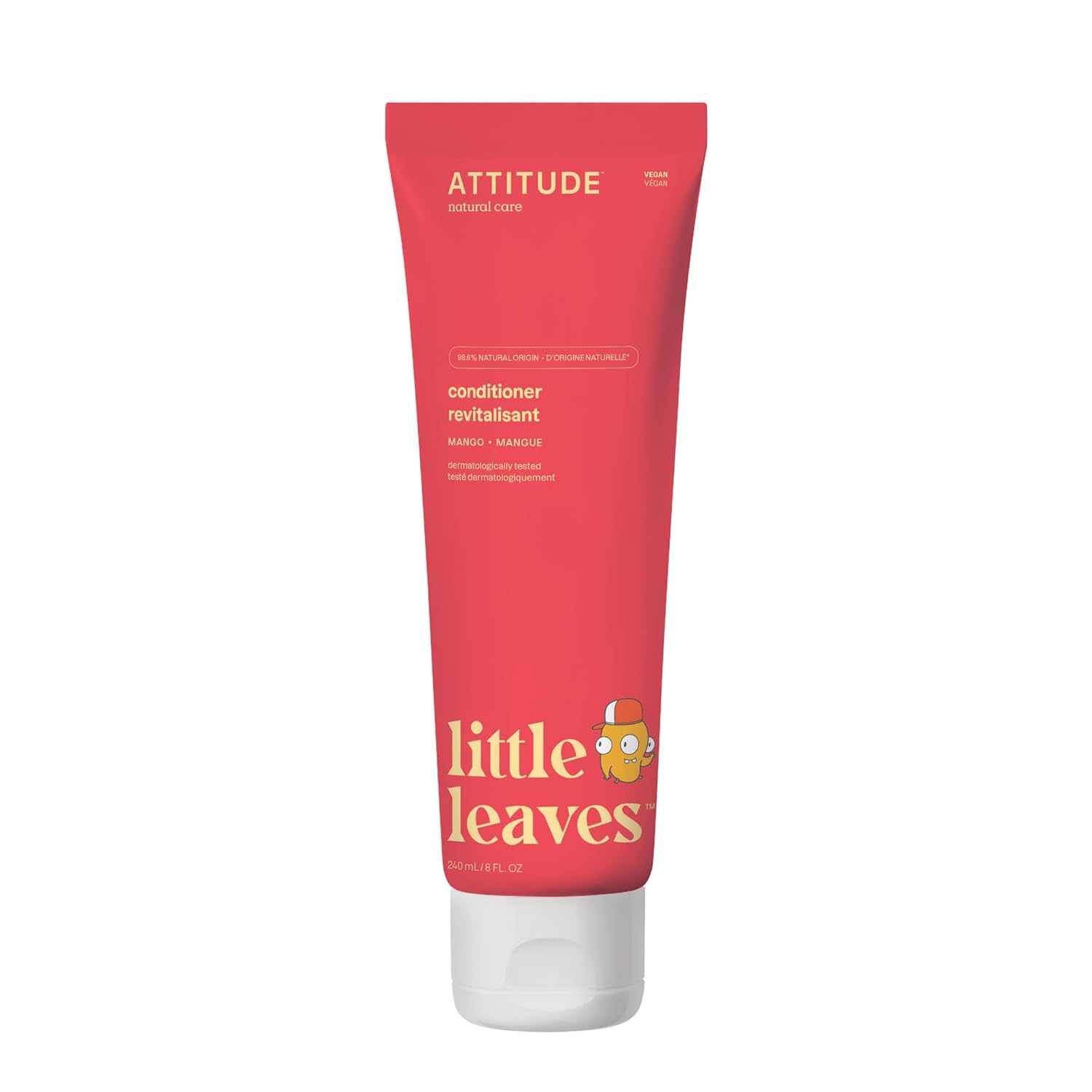 ATTITUDE Acondicionador natural para niños, hipoalergénico, vegano, a base de plantas y minerales, vegano y libre de crueldad, mango, 8 onzas