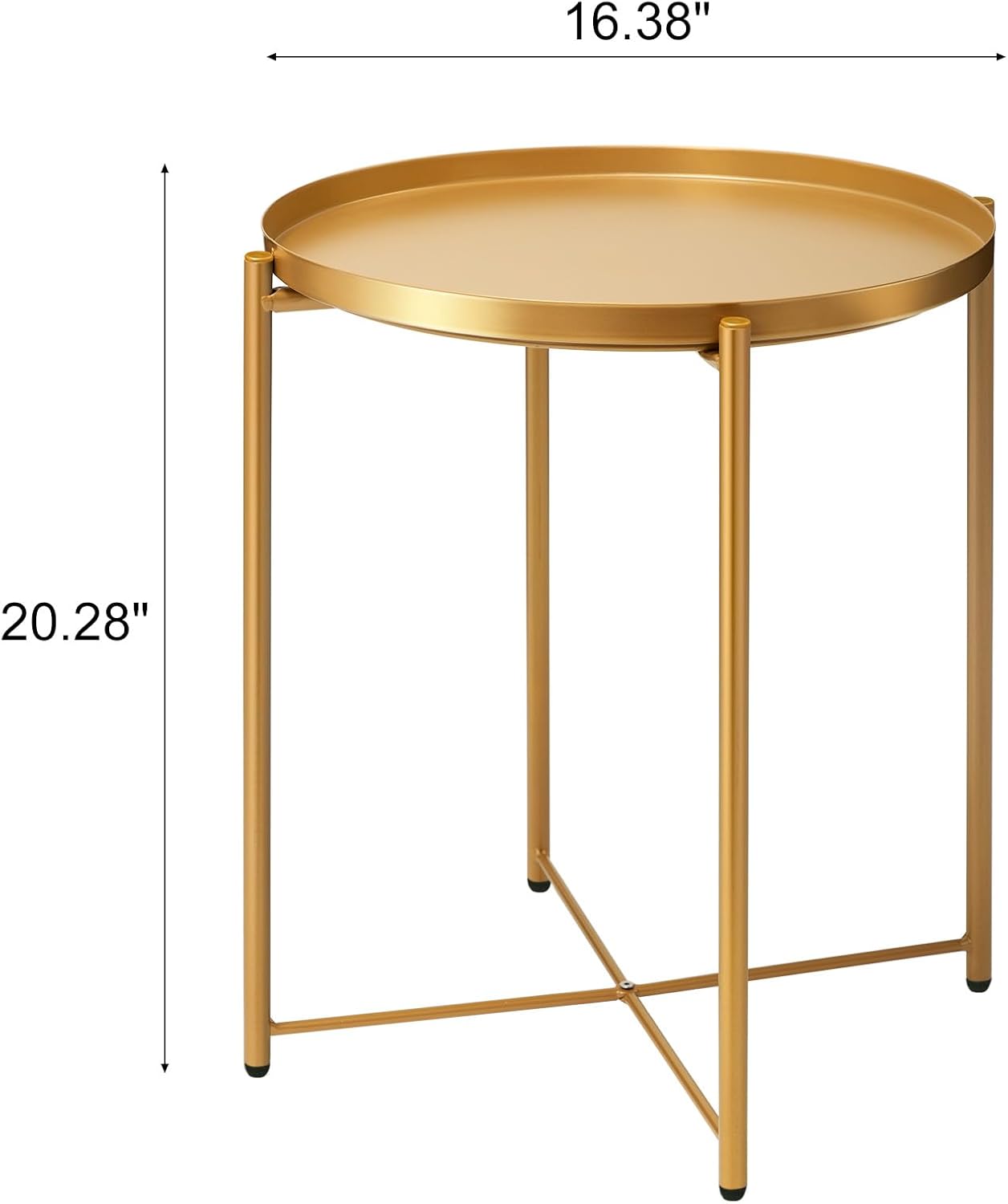 danpinera Paquete de 2 mesas auxiliares doradas, mesa auxiliar dorada para espacios pequeños, mesa decorativa redonda de metal para patio, bandeja