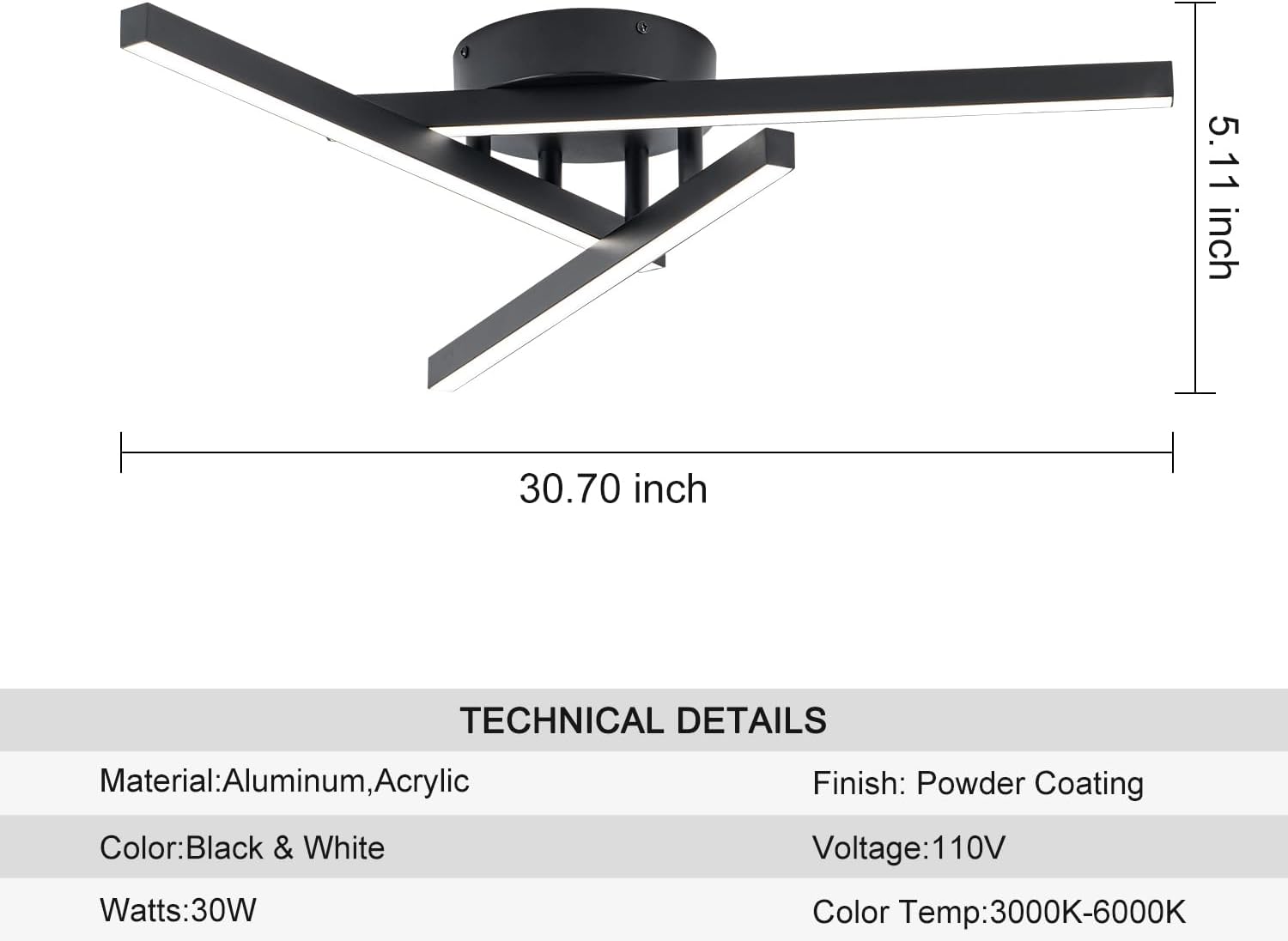 Candelabros negros modernos, lámpara LED de 3 luces, lámparas contemporáneas para comedor, sala de estar, isla de cocina, 30 W, color negro