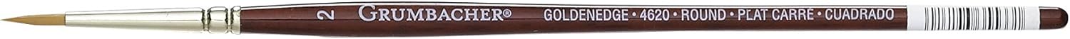 Grumbacher Goldenedge Golden Toray – Brocha redonda para acuarela, cerdas sintéticas, tamaño 2 (4620.2)