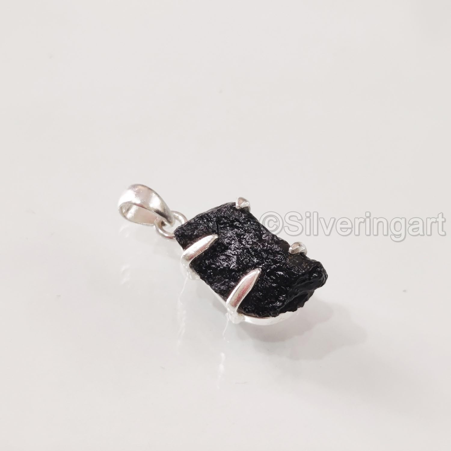 Rough Black Tourmaline Pendant, Natural Black Tourmaline Pendant, October Birthstone, Womens Pendant Necklace, 925 Sterling Silver, Christmas,
