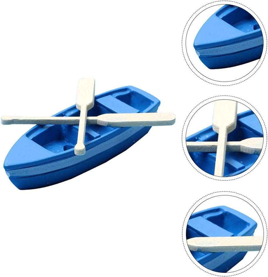 Kisangel 5 juegos de botes de remos en miniatura con remos, modelo de canoa, modelo de canoa, figura de barco de juguete, decoración náutica para el