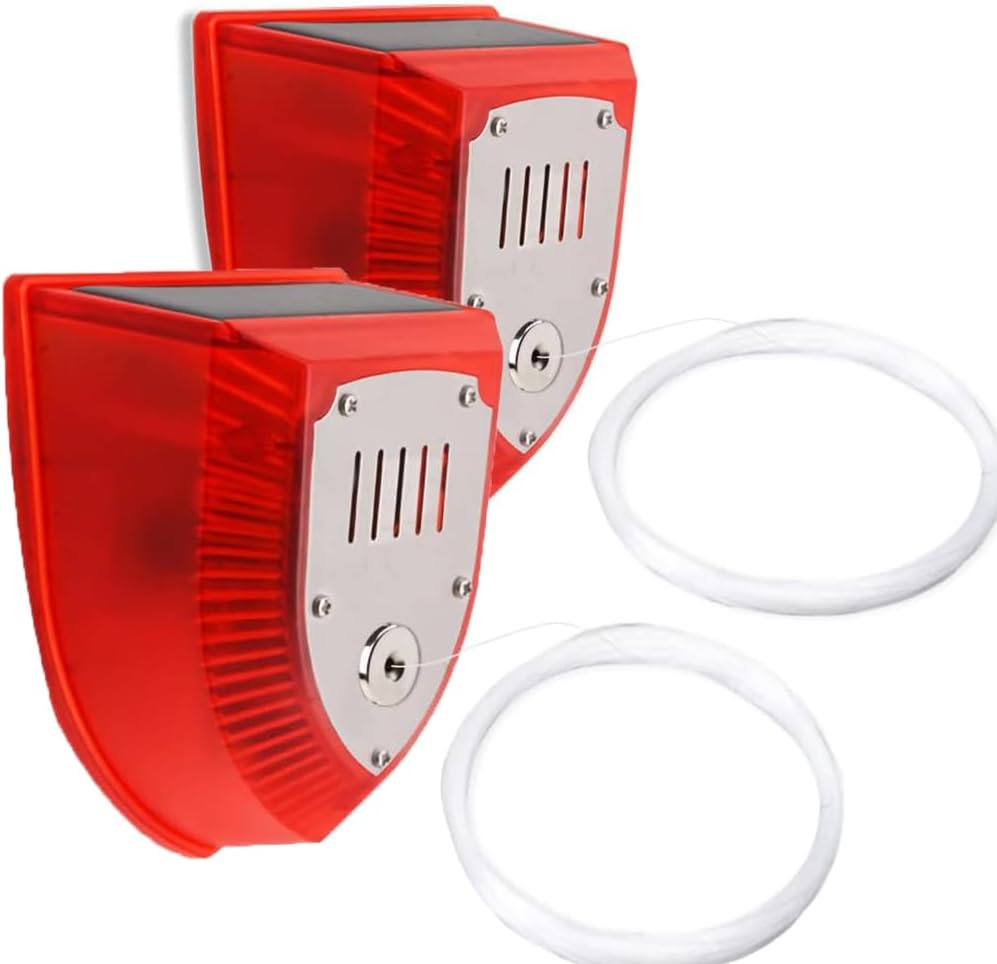 2 unidades de alarma de viaje antirroboantiintrusión, sirena solar de sonido y luz para interiores y exteriores, 129 dB para hogarcampamentoalarma