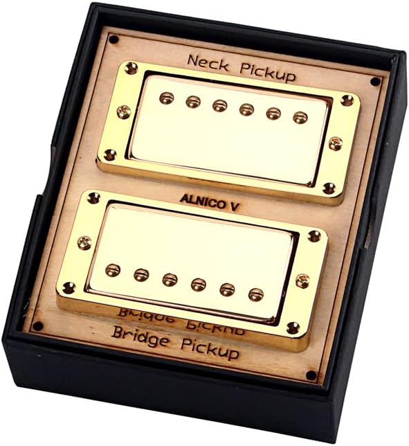 Ogdni Juego de pastillas Humbucker de guitarra, cuello de doble bobina y pastilla de puente piezas de repuesto para guitarra eléctrica LP (dorado)