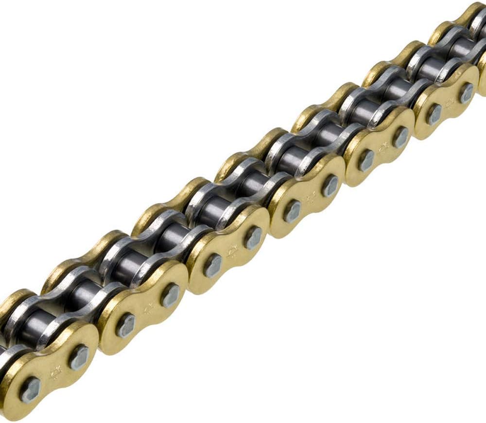 JT Chain JTC525Z3GS114RL (serie 525) oro 114 eslabones cadena de anillo en X súper resistente con enlace de conexión
