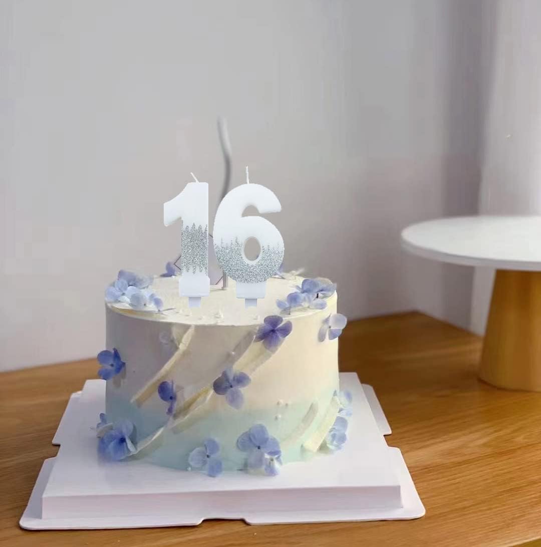 Slivery – Vela de cumpleaños número 8, vela plateada con purpurina para niños, adultos, decoración de pastel para cualquier celebración