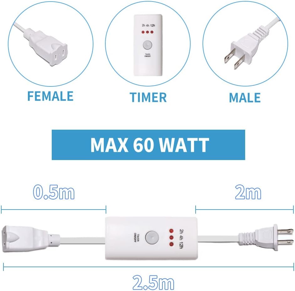 HNB – Temporizador de apagado automático con cable de 8.2 ft para electrodomésticos pequeños de interior, calentador eléctrico de aceite, calentador