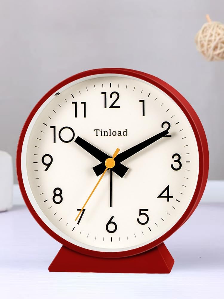 Reloj despertador analógico retro antiguo de 4.5 pulgadas, funciona con pilas, pequeño y silencioso con luz nocturna, funciona con pilas, para sala