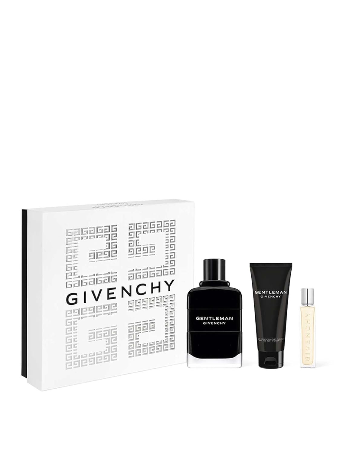 Givenchy Gentleman – Set de regalo de 3 piezas para hombre (3.4 onzas Eau De Parfum Spray + Gel de ducha de 2.5 oz + Eau De Parfum Spray de viaje de