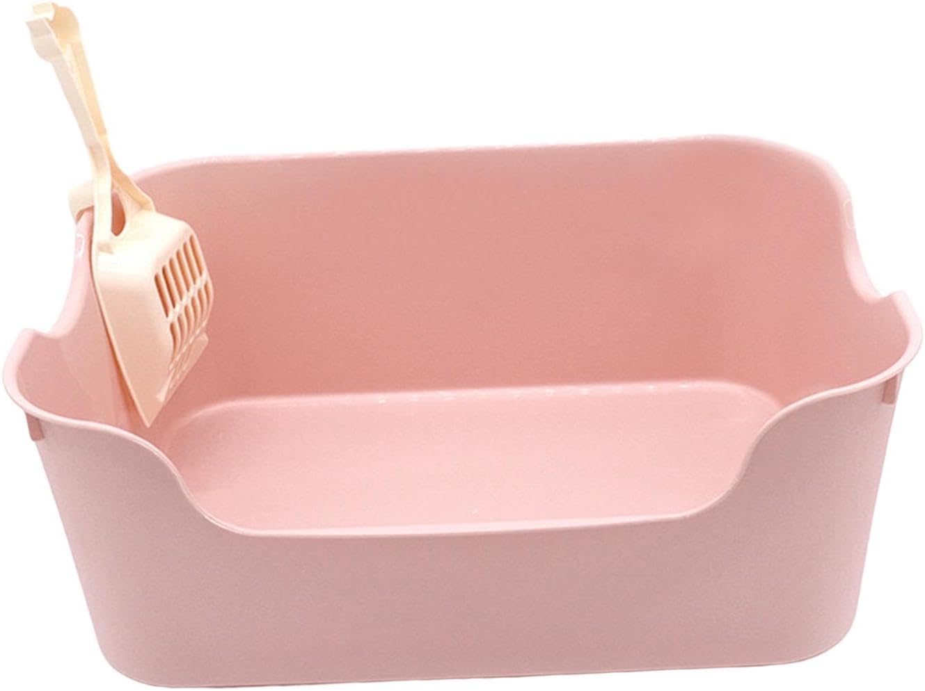 Sartén de inodoro para gatos pequeños, medianos y grandes, fácil de limpiar, contenedor de arena para gatos, color rosa