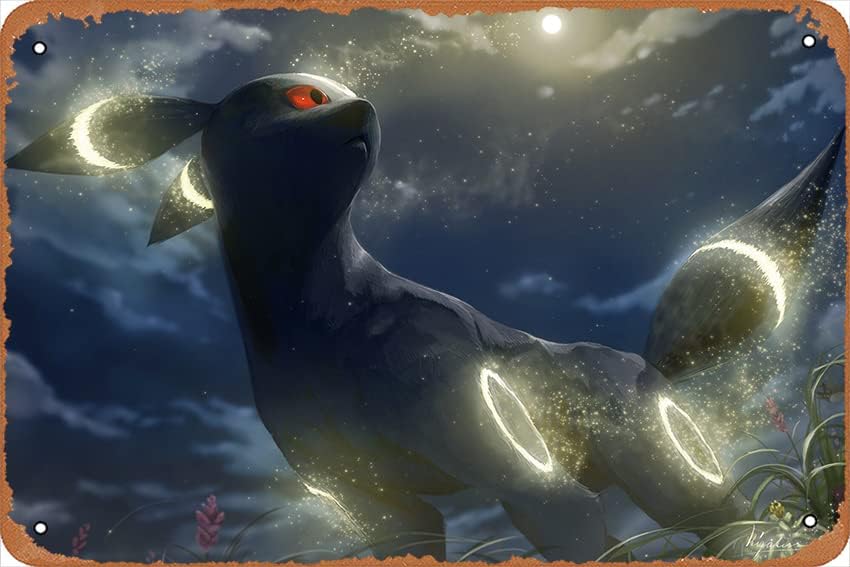 Póster metálico de estaño metálico para decoración de pared, diseño de anime, Pokémon, Umbreon (Pokémon)