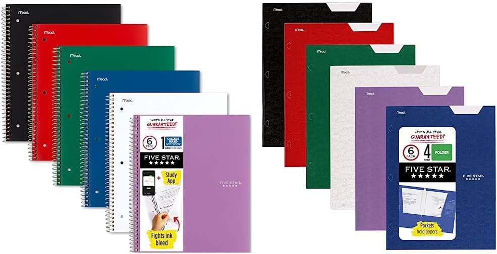 Five Star – Cuaderno de espiral, de hoja rayada para la universidad