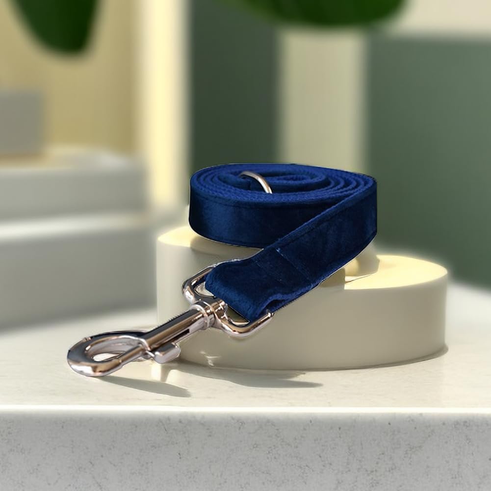 Juego de collar y correa de terciopelo para perro, collar y correa de perro suaves y cómodos, collares ajustables con hebilla de metal resistente