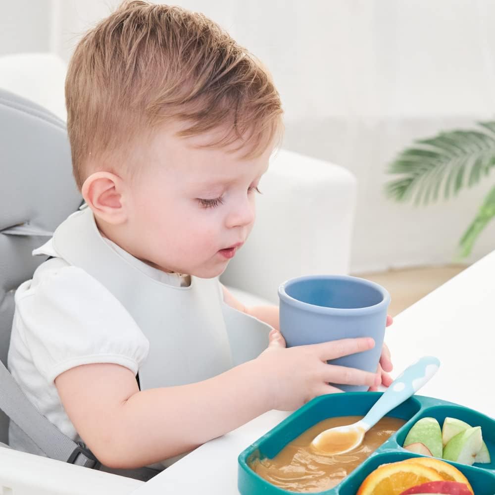 1 paquete de vasos de entrenamiento de silicona de 11 onzas para bebés y niños, taza de aprendizaje para niños pequeños con asas, sin BPA,