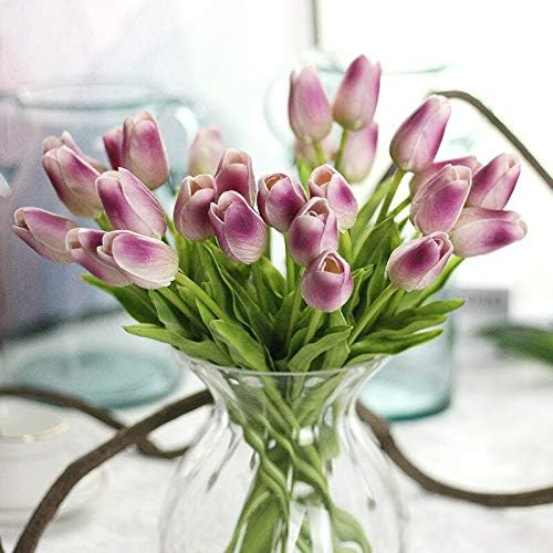 EdricShop – Flores artificiales de poliuretano, tulipanes de espuma de belleza, tacto real, ramo de novia, fiesta, hogar, boda, decoración rosa,