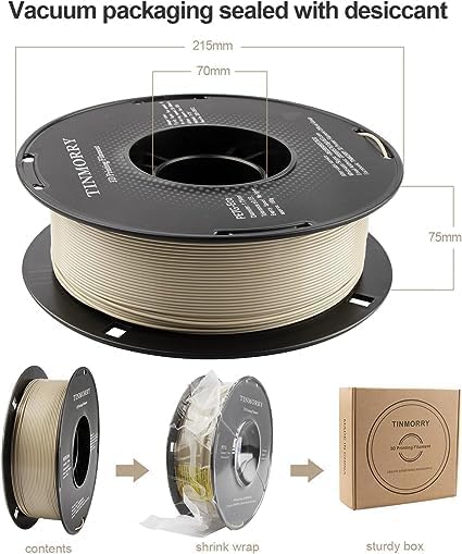 Filamento PETG de 0.069 pulgadas, TINMORRY PETG-Eco – Filamento de impresora 3D compatible con impresora 3D Bambu FDM, carrete de 2.2 libras, color