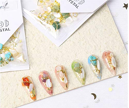 Gran variedad de tamaños para decoración de uñas, joyería de arte de uñas de piedra, piedra de cristal, decoración de uñas, pieza de concha de arte