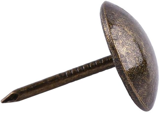 Hilitand 100 tachuelas de tapicería, alfileres de uñas de muebles, remaches de sofá, tachuelas de tapicería, latón antiguo (uñas lisas de 0.512 x