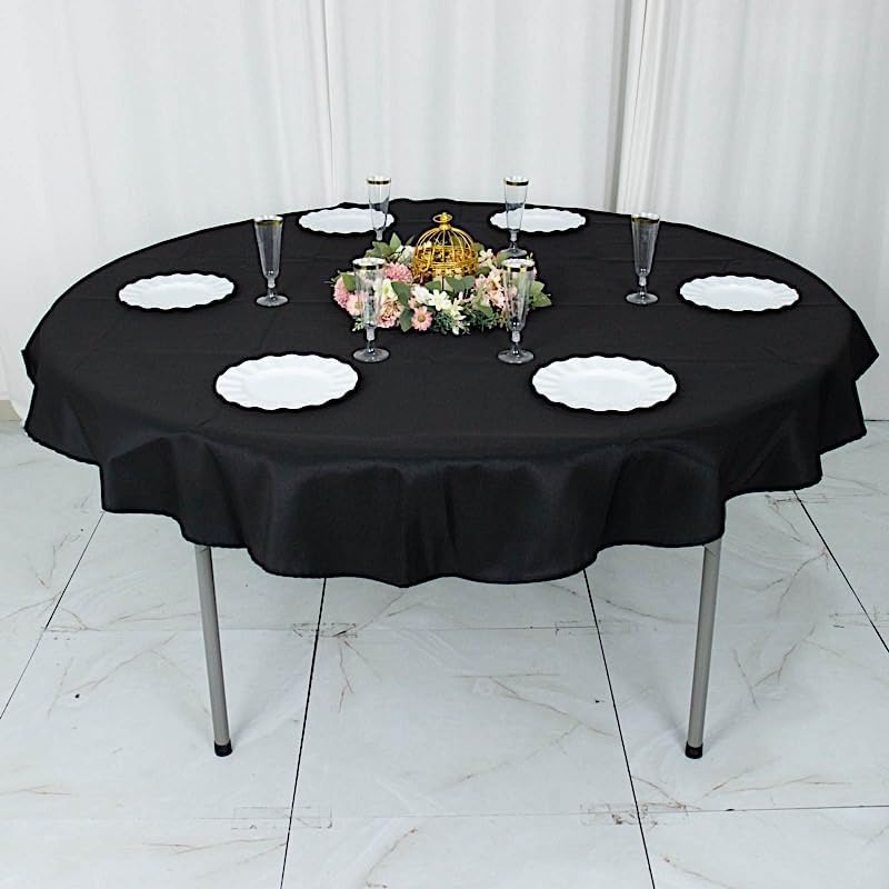 Balsa Circle Mantel redondo negro de 70 pulgadas de poliéster de alta calidad, ropa de cama de boda, fiesta, eventos, recepción, catering,
