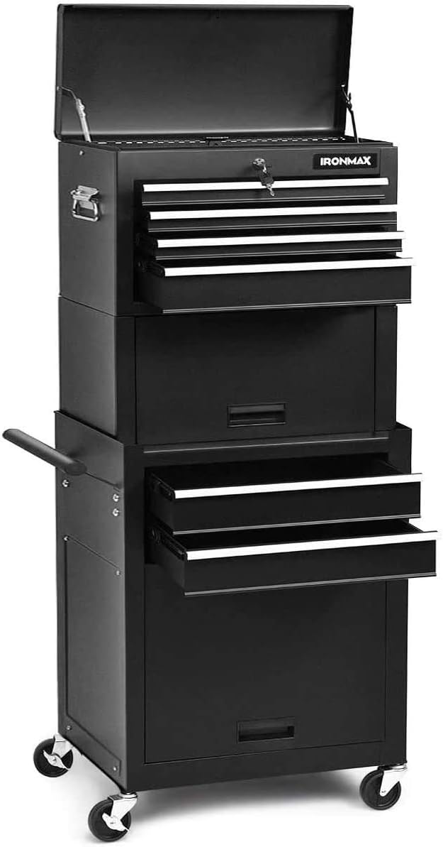ARLIME Caja de herramientas con ruedas de 6 cajones, armario de almacenamiento de herramientas con cajones deslizantes, caja superior desmontable y