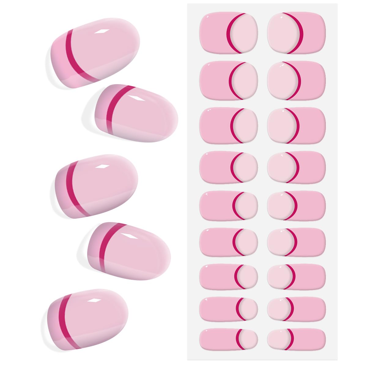 Tiras de uñas de gel semicuradas, calcomanías de uñas de gel francesas que funcionan con cualquier lámpara de uñas, envolturas de gel para uñas,