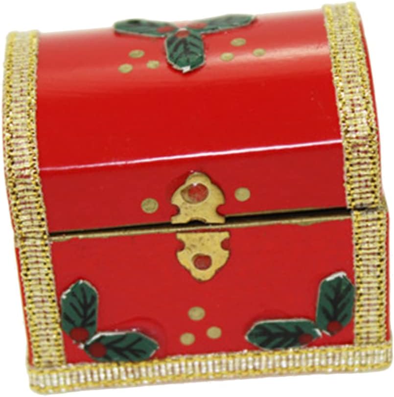 TOYANDONA 1pc juego de madera mini muebles mini juguetes muebles simulados juguete mini artesanía caja de Navidad juguete madera rojo artesanía