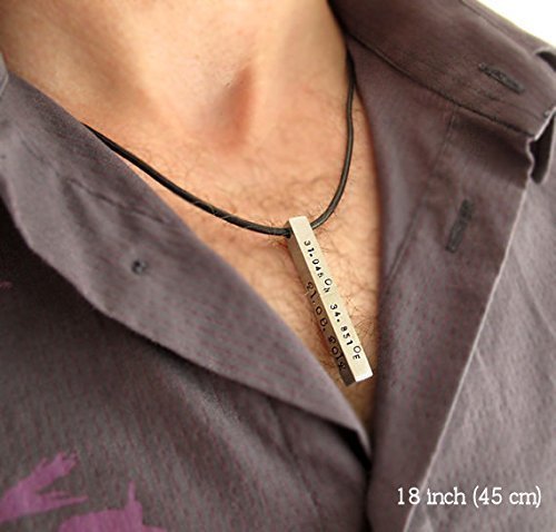 Custom Engraved Sound Wave Pendant Necklace – Heartbeat Bar Pendant – Voice Recording Jewelry for Men