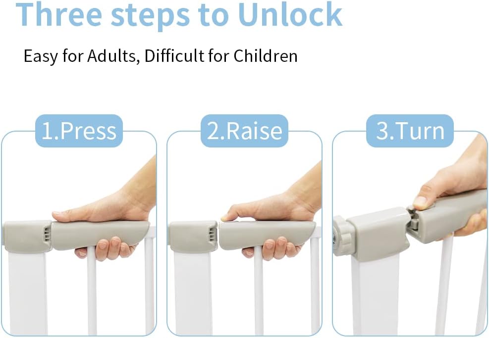 Puerta de bebé de metal para escaleras, puerta de seguridad de cierre automático, puerta para niños extra alta y ancha, puerta de perro de fácil