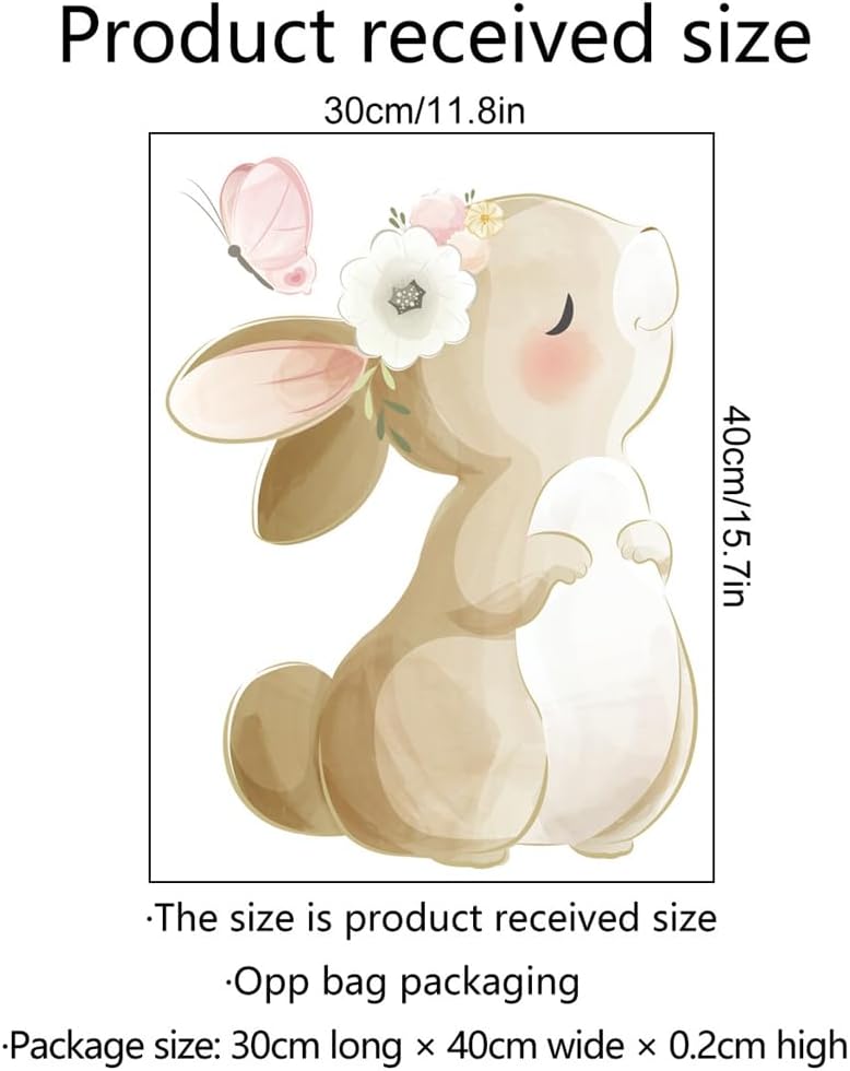 Calcomanías de pared con diseño de mariposa y conejo, decoración de dormitorio de niños y niñas, calcomanías de pared de animales de safari de