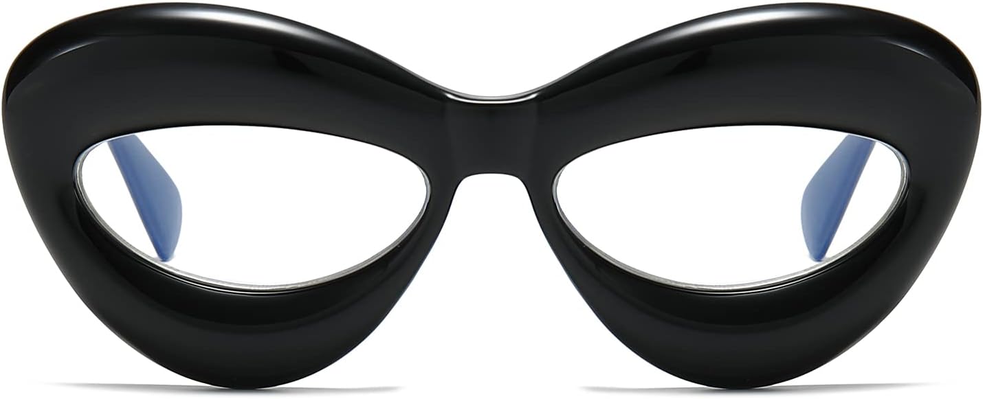 Gafas de ojo de gato con luz azul  Gafas de gran tamaño Y2K anti fatiga ocular para juegos de computadora, gafas de marco transparente para labios