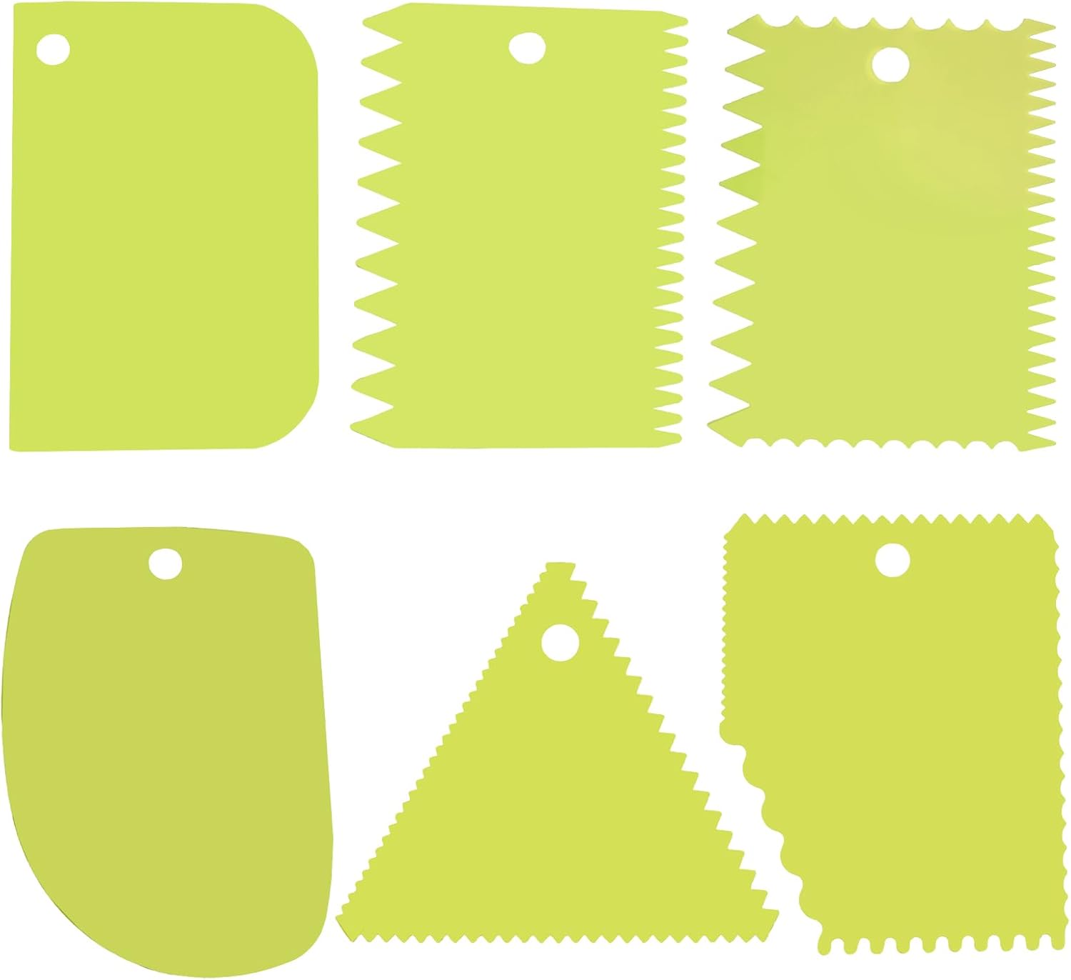 YQBOOM 6 piezas de raspador de pasteles decorando peine y glaseado más suave reutilizable pan crema pizza cortador verde