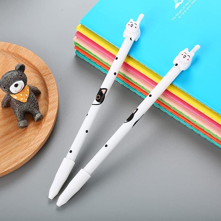 sencoo Paquete de 8 bolígrafos de tinta de gel negro de dibujos animados de papelería de gato, bolígrafos escolares para niños, regalo para niños,