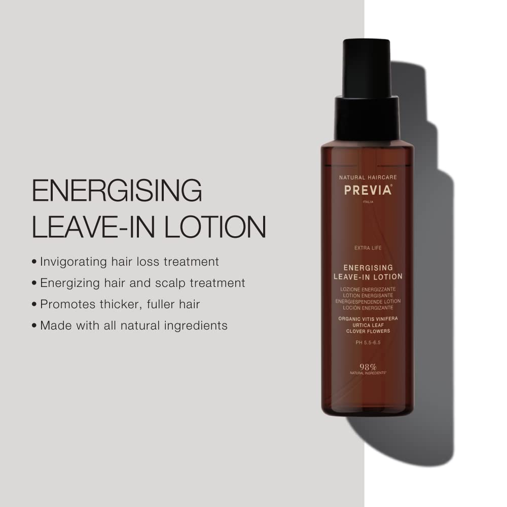 Previa Loción energizante sin enjuague, tratamiento de pérdida de cabello Extra Life con complejo de estimulación capilar 3HC, suero para adelgazar