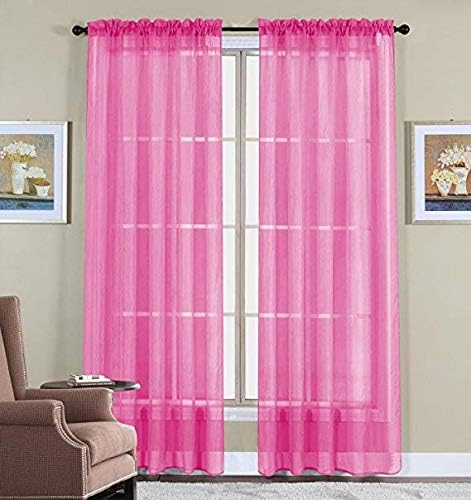 Jasmine Linen – Juego de 2 cortinas transparentes de lujo de 213 cm de largo para cocinahabitación, variedad de colores